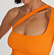 Фото Асимметричное боди в рубчик с одним рукавом оранжевый